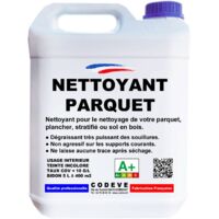 Nettoyant Parquet - 5 L - Codeve Bois - Pour Le Nettoyage De Votre Parquet, Plancher, Stratifié Ou Sol En Bois.