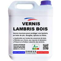 Vernis Lambris Bois - 4x5 L - Codeve Bois - Pour Protéger Un Lambris En Bois De Sapin, Douglas, épicéa Ou Frêne.