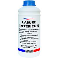 Lasure Bois Interieur - 1 L - Codeve Bois - Merisier - Pour La Décoration De Votre Boiserie, Lambris, Porte Ou Poutre En Bois.