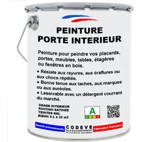 Codève Bois – Peinture pour bois intérieur 5 L – RAL 9010 blanc pur – Excellente adhérence sur tous les bois – Résiste aux rayures et chocs