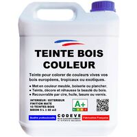Teinte Bois Couleur - 4x5 L - Codeve Bois - Jaune - Pour Teinter En Couleurs Vos Bois Résineux, Européen Ou Exotique.