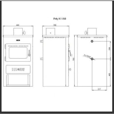 EEK A - Wasserführender Kaminofen Prity K1 W8 - 6 + 7 Kw - EcoDesign 2022