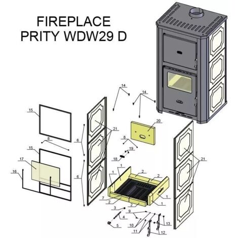 PRITY WD W29 D Wasserführender Kaminofen - 31.5 KW