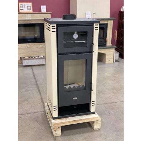 EEK A+ Kaminofen mit Backfach PRITY K2 GT F creme – 8,1kW