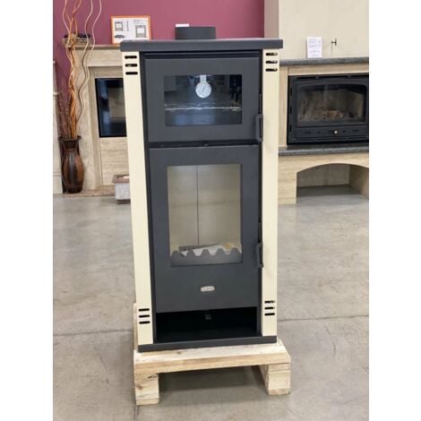 EEK A+ Kaminofen mit Backfach PRITY K2 GT F creme – 8,1kW