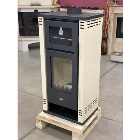 EEK A+ Kaminofen mit Backfach PRITY K2 GT F creme – 8,1kW