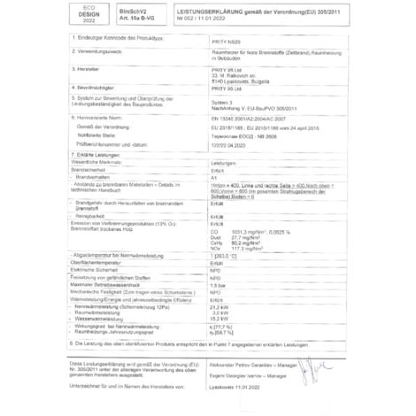 Wasserführender Kaminofen Holzofen Prity NS20 18.2 + 3kw EEK-A
