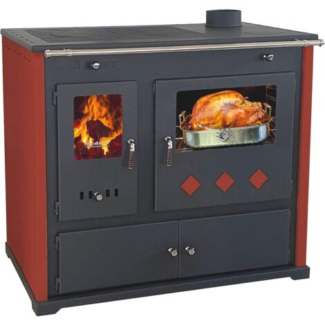 EEK A+ Kaminofen mit Backfach und Herdplatte Practik Lux Holzofen 9,5 kW Kamin Ofen Dauerbrandofen Werkstattofen Schwedenofen Hüttenofen Heizofen