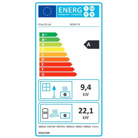 Wasserführender Kaminofen Holzofen Prity WD W29 - 22.1+8.4 kw EEK- A