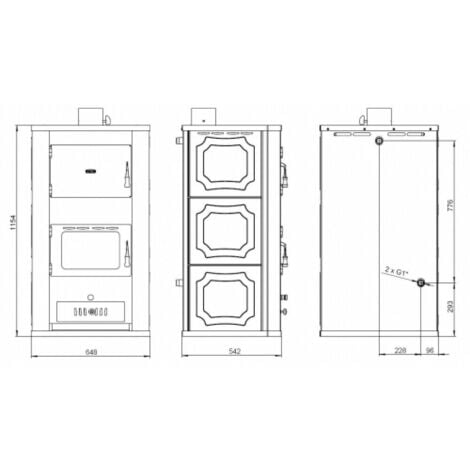 Wasserführender Kaminofen Holzofen Prity WD W29 - 22.1+8.4 kw EEK- A