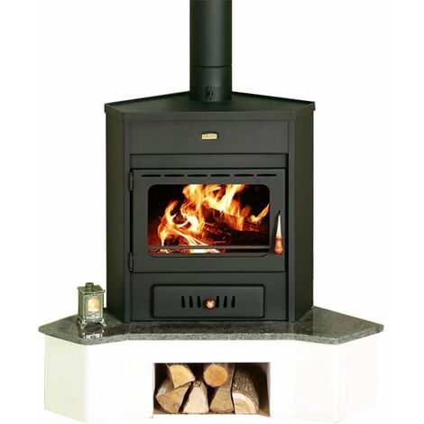 Stufa a Legna Angolo Modello Camino con Combustibile Solido Prity AMB 12kw.