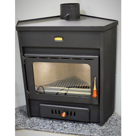 Stufa a Legna Angolo Modello Camino con Combustibile Solido Prity AMB 12kw.