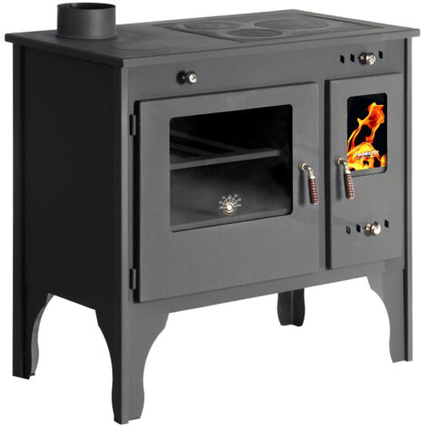 EEK A+ Küchenofen Holzherd mit Gusseisen Top Retro Eco Holzofen 7 kW EcoDesign - Links