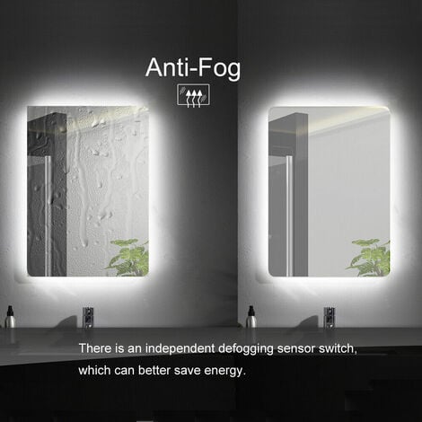 MIQU 600 x 500mm Illuminated LED Bathroom Mirror with Demister Pad ...