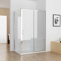 1100 x 700 mm Sliding Shower Enclosure Cubicle Door with 700 mm Side Panel Corner Entry Easy Clean Nano Glass Screen - No Tray