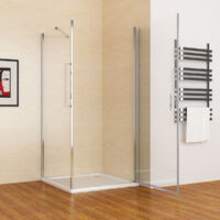 MIQU 800 x 900 mm Shower Enclosure Frameless Pivot Door with 900 mm Side Panel 6mm Clear Safety Nano Glass 1850 Height - No Tray