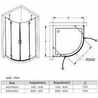 Quadrant Frameless 6mm Pivot Door Shower Enclosure Easyclean Glass 900x900 No Tray