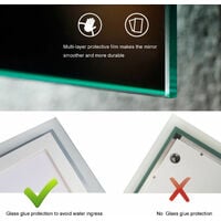 MIQU 800 x 600mm LED Bathroom Mirror Illuminated Backlit Mirrors with Lights Touch Switch Demister Wall Mounted