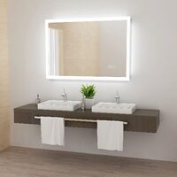 MIQU 600 x 500mm LED Bathroom Mirror Illuminated Backlit Mirrors with Lights Touch Switch Demister Wall Mounted