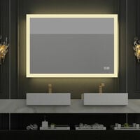MIQU 600 x 800mm Backlit Illuminated LED Bathroom Mirror with Demister Pad Touch Sensor 3 Color Dimmable Vertical Horizontal Wall Mounted