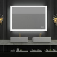 MIQU 600 x 800mm Backlit Illuminated LED Bathroom Mirror with Demister Pad Touch Sensor 3 Color Dimmable Vertical Horizontal Wall Mounted