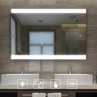 MIQU 500 x 700mm Illuminated LED Bathroom Mirror with Demister Pad Touch Sensor 3 Color Dimmable Wall Mounted Vertical Horizontal