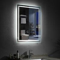 MIQU 600 x 800mm Led Bathroom Mirror With Shaver Socket Illuminated Backlit Light Up Mirror Daylight Warm Light Dimmable Anti Fog Switch Horizontal/Vertical Wall Mount Heated Pad Demister