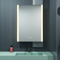 MIQU 500 x 700mm Led Bathroom Mirror Illuminated Backlit Light Up Mirror Daylight Warm Light Dimmable Anti Fog Switch Horizontal/Vertical Wall Mount