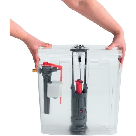 Chasse d'eau wc complète mécanisme wc double chasse Wirquin One et robinet flotteur à alimentation latérale Jollyfill Wirquin 10723007, gris
