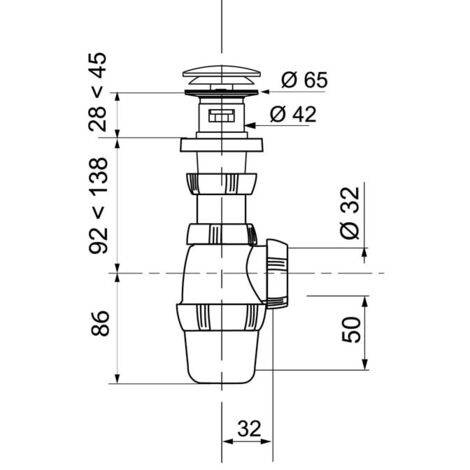 Wirquin 30723209 Polypropylène Siphon lavabo Senzo gain de place D32