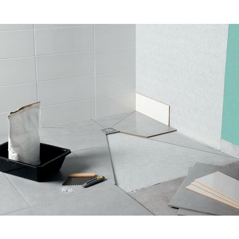 Kit receveur à carreler lund'o 90x90 cm grille carrée avec bonde extra-plate Wirquin 30721484, blanc