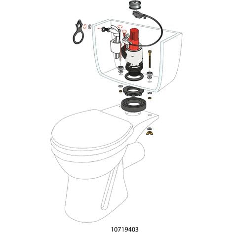 Chasse d'eau wc complète mécanisme wc double chasse MW2 et robinet flotteur à alimentation latérale F90 Wirquin MW90C, gris