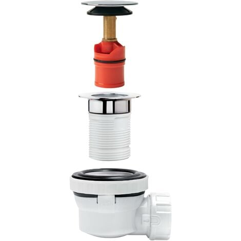 Ensemble bonde et siphon ultra compact Quick-Clac pour lavabo Nano 6.7 Wirquin 30723974, blanc