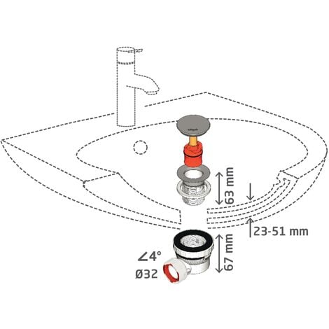 Ensemble bonde et siphon ultra compact Quick-Clac pour lavabo Nano 6.7 Wirquin 30723974, blanc