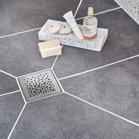 Bonde de douche à l'italienne Venisio Compact avec grille Soda en inox et membrane Slim pour vidage de douche Wirquin 30723970, gris