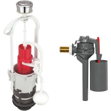 Chasse d'eau wc mécanisme double chasse MVB & robinet flotteur à alimentation latérale Topy Wirquin 10724352, gris