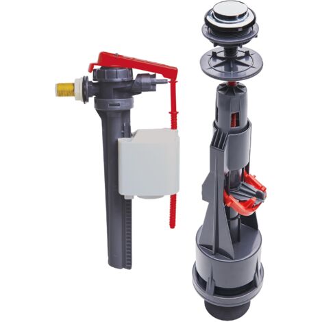 Wirquin – Chasse d'eau wc complète 10723887 – Mécanisme Aquacontrol interrupteur simple – Robinet flotteur Jollyfill télescopique – Économie d'eau 3/6L