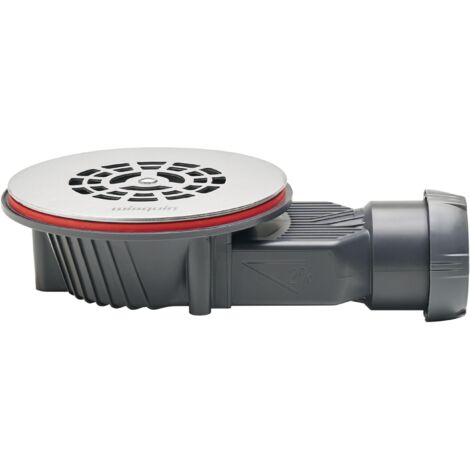 Wirquin – Bonde de douche Slim+ Ø90mm 30723367 – Grille plate inox brossé – Installation facile dans espaces restreints – Débit 35 L/min