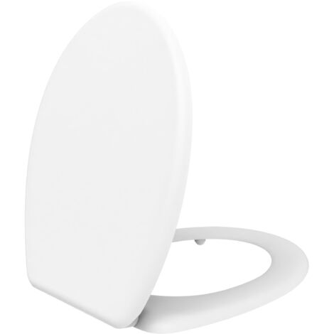 Abattant Fuji blanc en thermodur, forme U, avec charnières plastiques, Wirquin 20724944, blanc