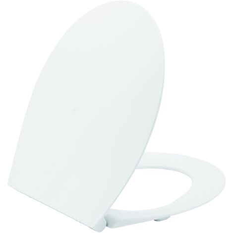 Abattant Everest blanc en thermodur, forme U, avec fermeture ralentie, déclipsable, fixation par le dessus, charnières en inox, Wirquin 20724946, blanc