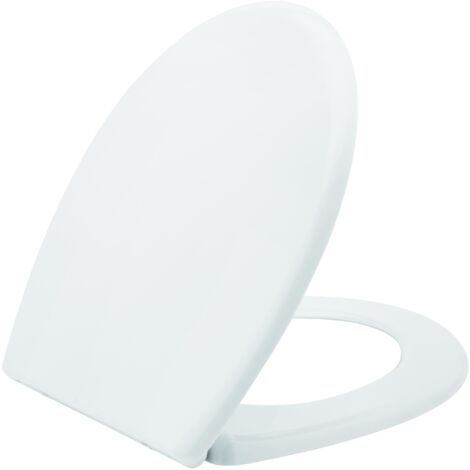 Abattant Casablanca blanc en thermodur, forme U, avec fermeture ralentie, déclipsable, fixation par le dessus, charnières en inox, Wirquin 20724947, blanc