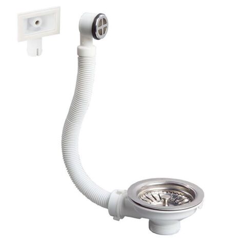 Wirquin Pro – Bonde de lavabo 90 mm – Trop-plein externe – Grille inox – Design rond chromé – Pour évier inox, grès ou synthèse