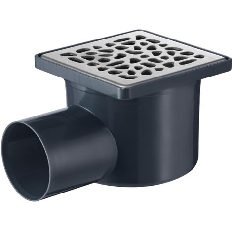 Wirquin – Siphon de sol horizontal Ø50mm à maçonner – Garde d'eau 30mm – Grille carrée inox 100x100mm – Hauteur 80mm pour installations professionnelles