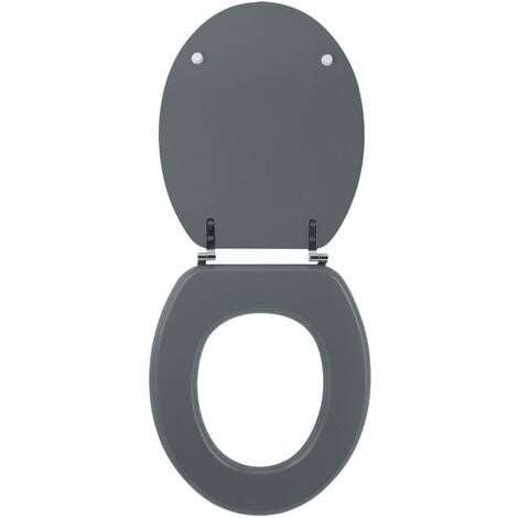 Abattant WC Woody en fibre de bois forme U avec charnières en inox Wirquin 20717953, gris