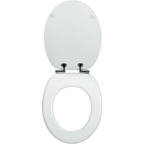 Abattant WC Woody Lux en fibre de bois forme U avec charnières en inox Wirquin 20719569, blanc