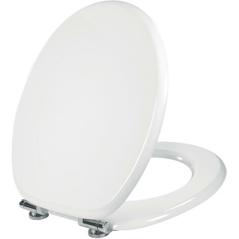 Abattant WC Woody Lux en fibre de bois forme U avec charnières en inox Wirquin 20719569, blanc