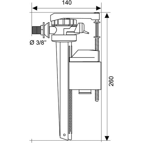 Chasse d'eau wc robinet flotteur à alimentation double Doblo Wirquin  10722270, gris