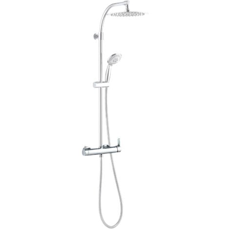 Mitigeur de douche mécanique rond en laiton sortie haute 1/2" Wirquin 60721398, gris