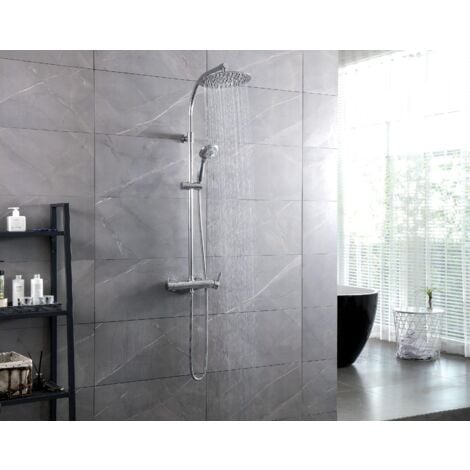 Mitigeur de douche mécanique rond en laiton sortie haute 1/2" Wirquin 60721398, gris