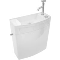 Wirquin – Réservoir wc Iseo 50720090 – Lave-mains intégré – Double chasse 3/6 L – Robinet flotteur silencieux – Polystyrène brillant